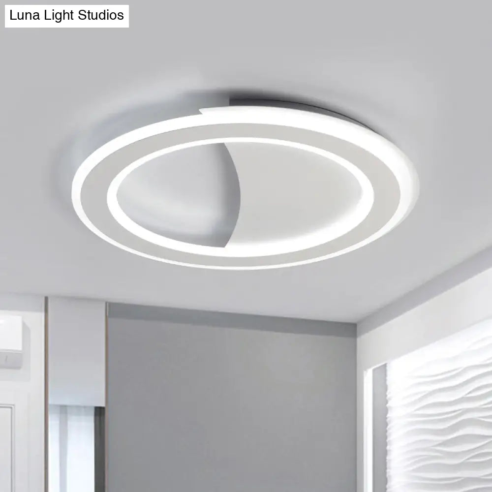 Contemporary Metal Led Flush Light With Halo Ring In Black/White - Warm/White Ceiling Mount Lamp