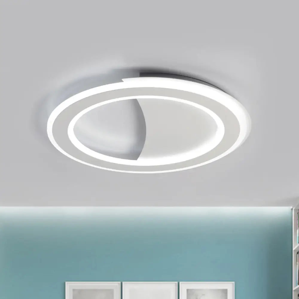 Contemporary Metal Led Flush Light With Halo Ring In Black/White - Warm/White Ceiling Mount Lamp
