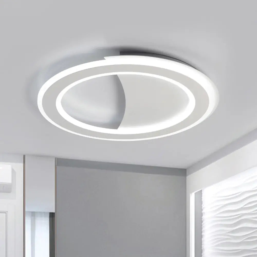 Contemporary Metal Led Flush Light With Halo Ring In Black/White - Warm/White Ceiling Mount Lamp