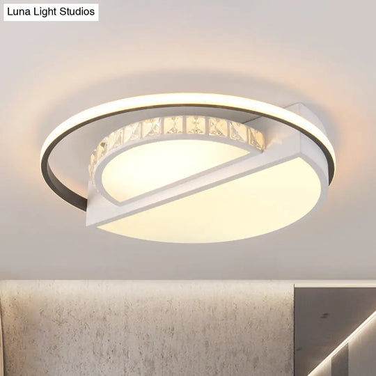 Contemporary Metal Led Flush Mount Ceiling Light For Bedroom - White