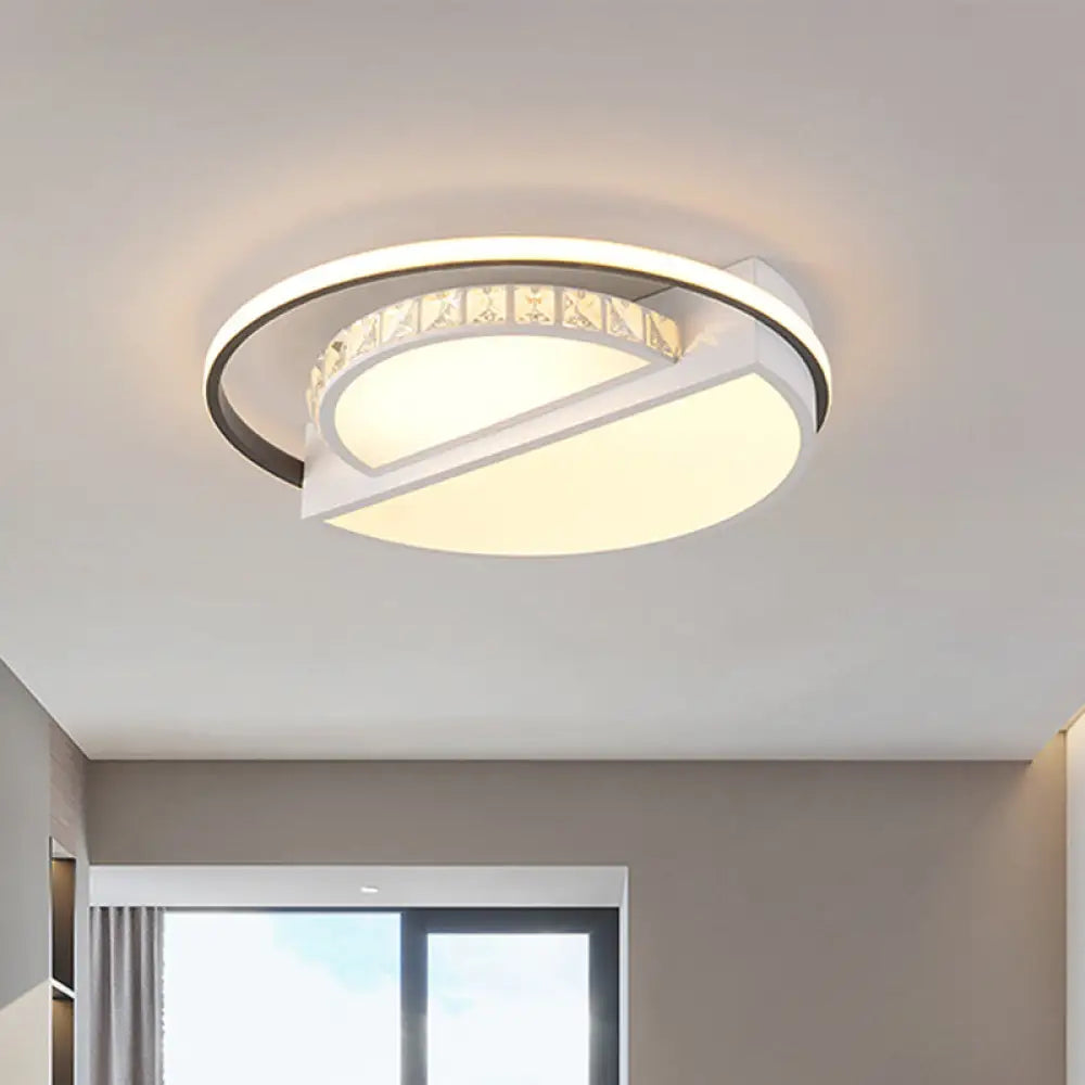 Contemporary Metal Led Flush Mount Ceiling Light For Bedroom - White