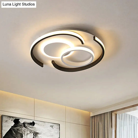 Contemporary Metal Led Flushmount Lighting - Black Round/Square/Rectangle Ceiling Flush In