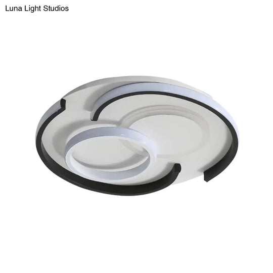 Contemporary Metal Led Flushmount Lighting - Black Round/Square/Rectangle Ceiling Flush In