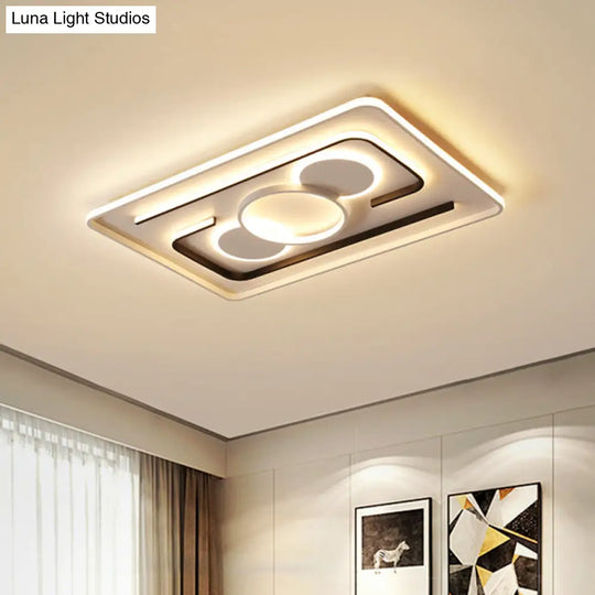 Contemporary Metal Led Flushmount Lighting - Black Round/Square/Rectangle Ceiling Flush In