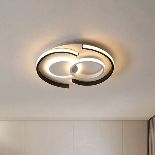 Contemporary Metal Led Flushmount Lighting - Black Round/Square/Rectangle Ceiling Flush In