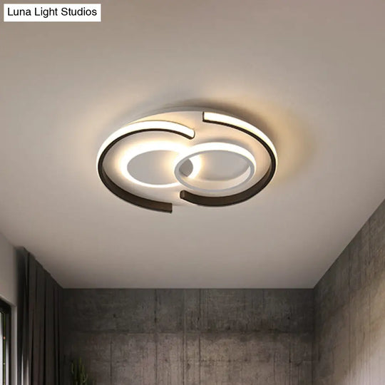 Contemporary Metal Led Flushmount Lighting - Black Round/Square/Rectangle Ceiling Flush In