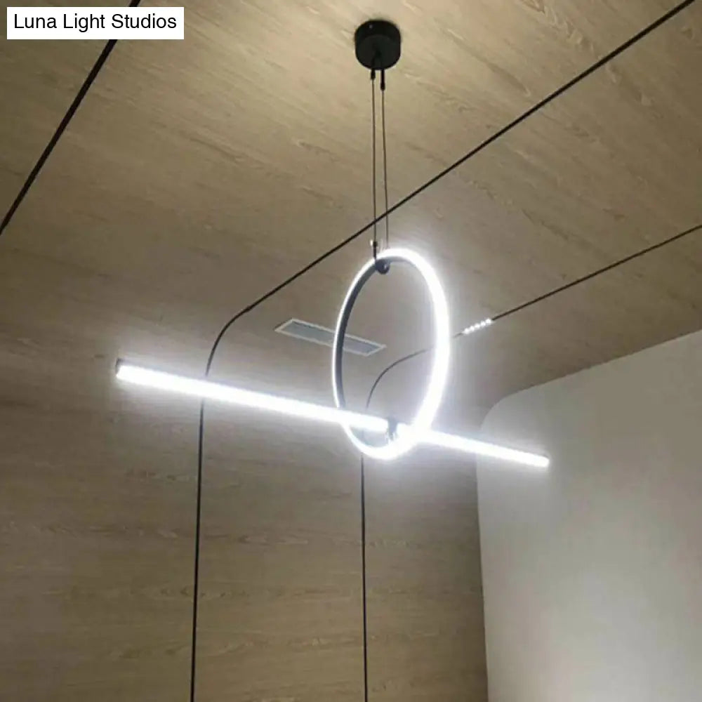 Contemporary Metal Led Hanging Pendant Light For Offices - Black