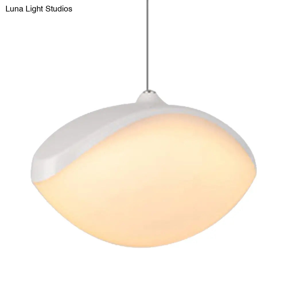 Contemporary Metal Led Pendant Ceiling Light - Elliptical Shape In White/Champagne Gold