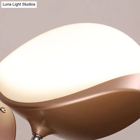 Contemporary Metal Led Pendant Ceiling Light - Elliptical Shape In White/Champagne Gold