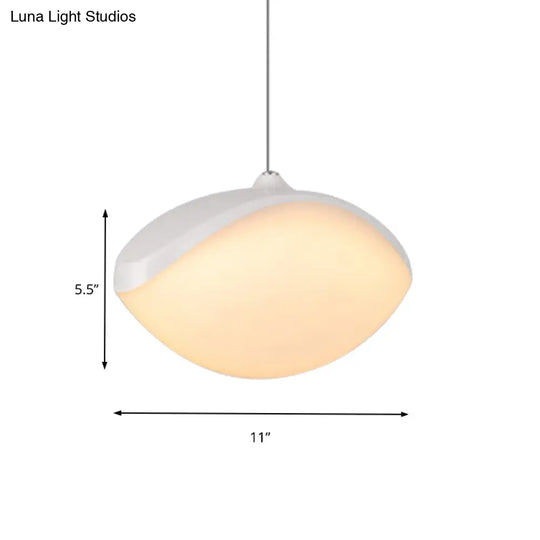 Contemporary Metal Led Pendant Ceiling Light - Elliptical Shape In White/Champagne Gold