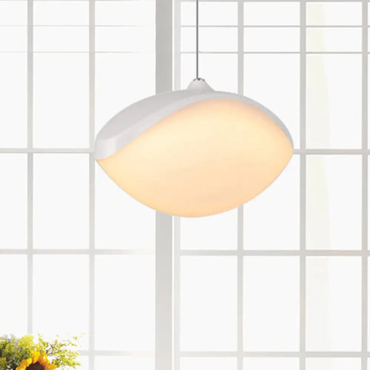 Contemporary Metal Led Pendant Ceiling Light - Elliptical Shape In White/Champagne Gold White