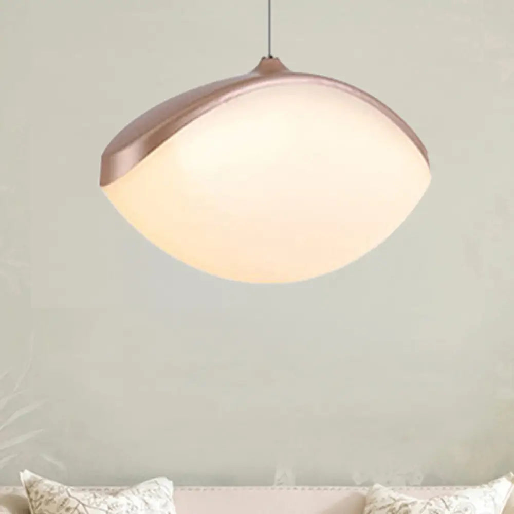 Contemporary Metal Led Pendant Ceiling Light - Elliptical Shape In White/Champagne Gold Champagne