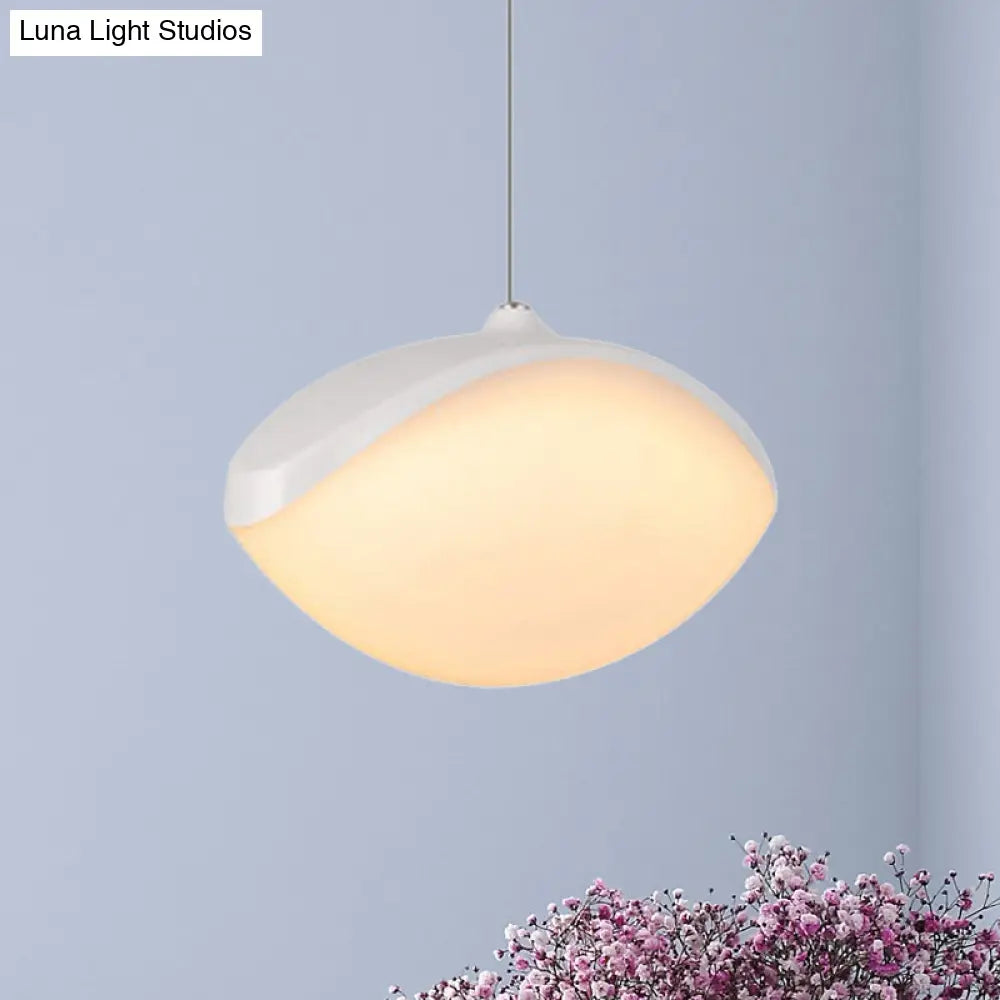 Contemporary Metal Led Pendant Ceiling Light - Elliptical Shape In White/Champagne Gold