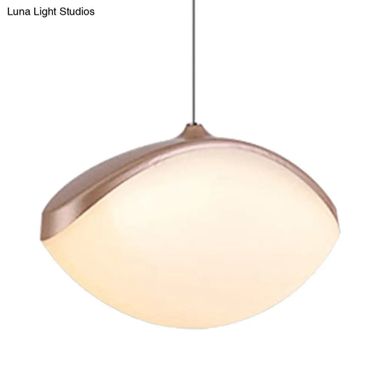 Contemporary Metal Led Pendant Ceiling Light - Elliptical Shape In White/Champagne Gold