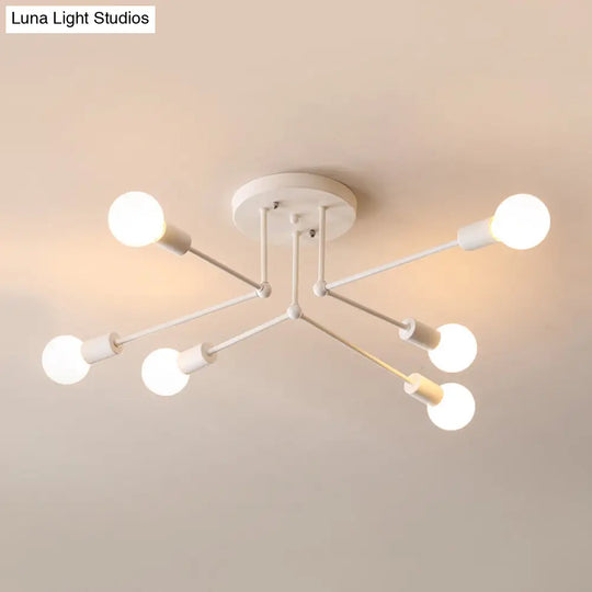 Contemporary Metal Linear Semi-Flush Ceiling Light Ideal For Kids Bedroom And Living Room