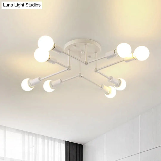 Contemporary Metal Linear Semi-Flush Ceiling Light Ideal For Kids Bedroom And Living Room 8 / White