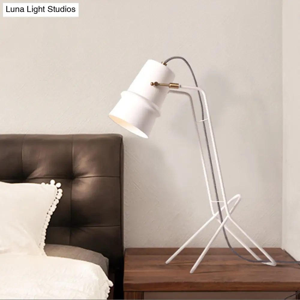 Contemporary Metal Nightstand Lamp With Wide Flare Design - 1-Bulb Reading Light In White