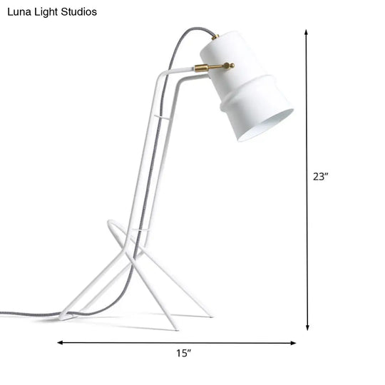 Contemporary Metal Nightstand Lamp With Wide Flare Design - 1-Bulb Reading Light In White