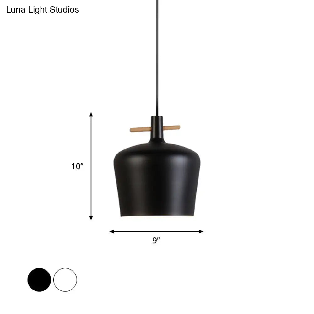 Contemporary Metallic Pendant Lamp With Shade - Black/White