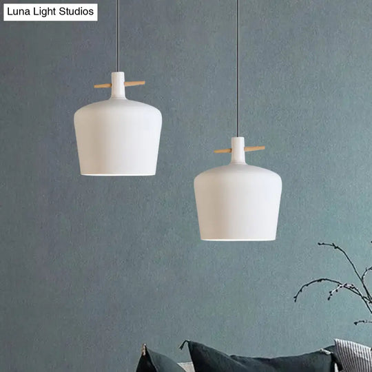 Contemporary Metallic Pendant Lamp With Shade - Black/White