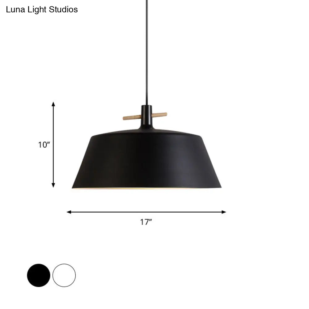 Contemporary Metallic Pendant Lamp With Shade - Black/White