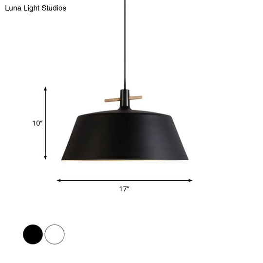 Contemporary Metallic Pendant Lamp With Shade - Black/White