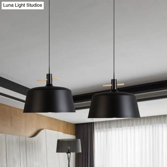 Contemporary Metallic Pendant Lamp With Shade - Black/White Black / B