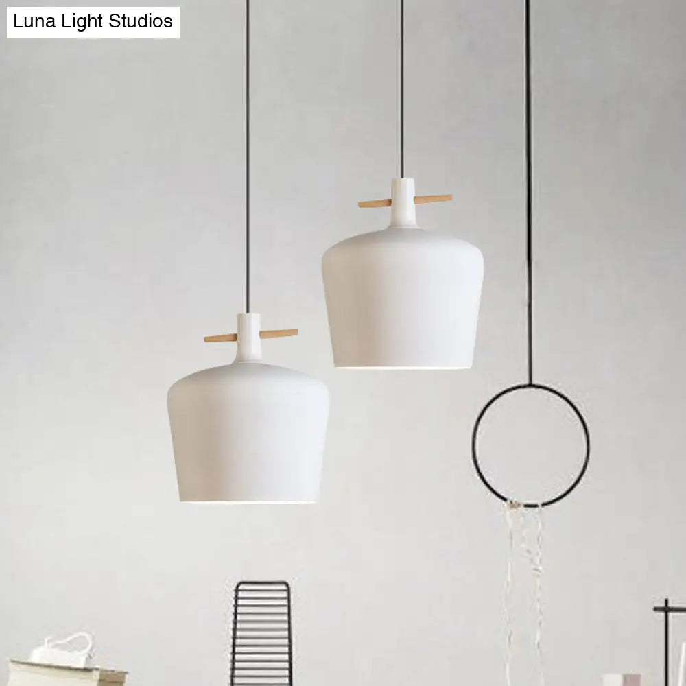 Contemporary Metallic Pendant Lamp With Shade - Black/White White / A