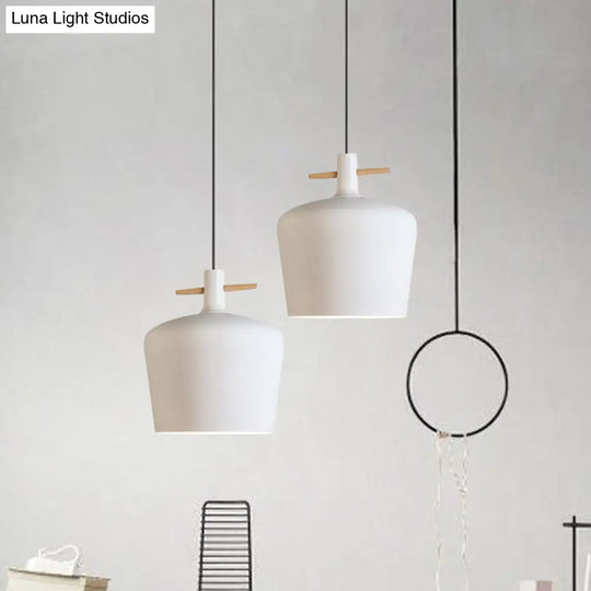 Contemporary Metallic Pendant Lamp With Shade - Black/White White / A