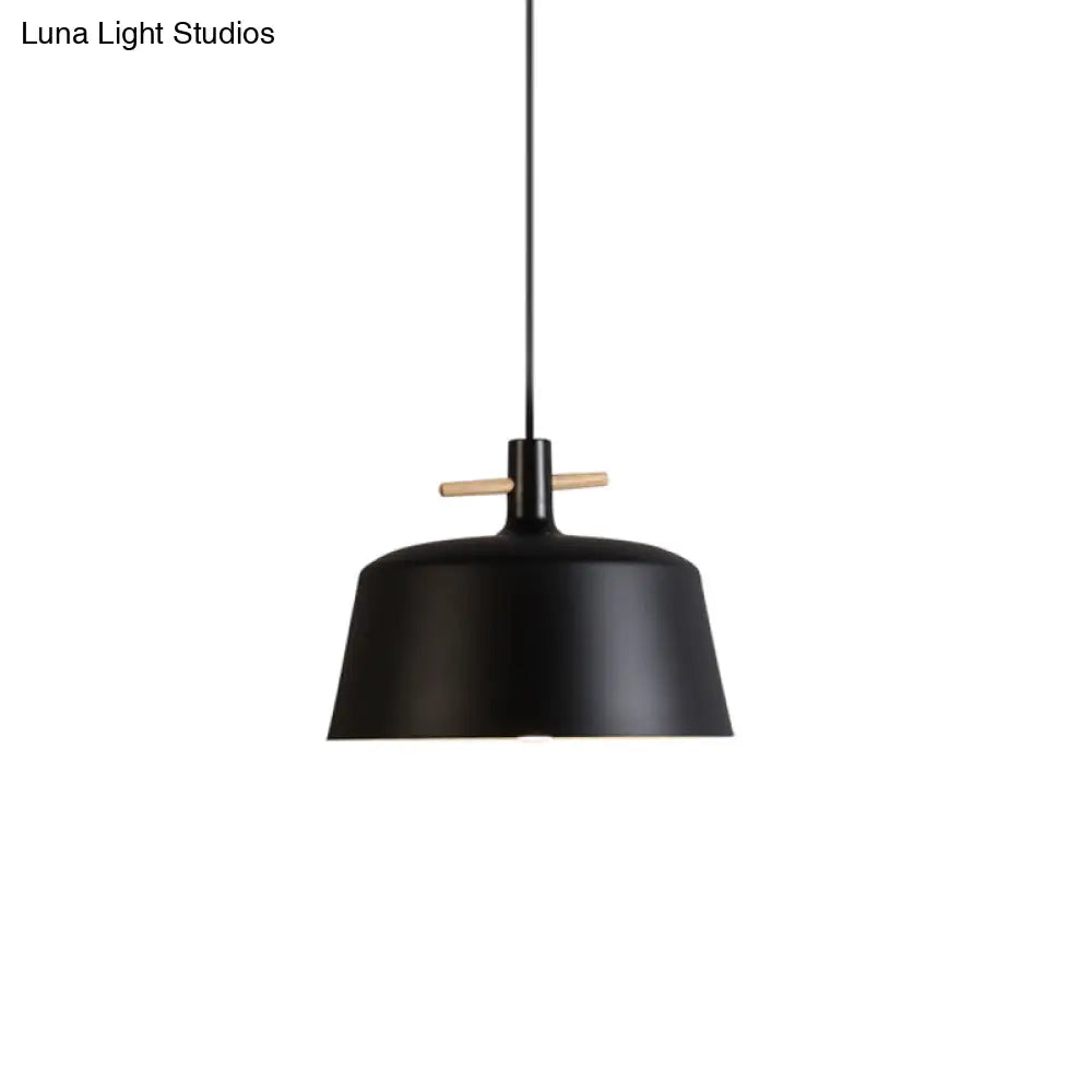 Contemporary Metallic Pendant Lamp With Shade - Black/White