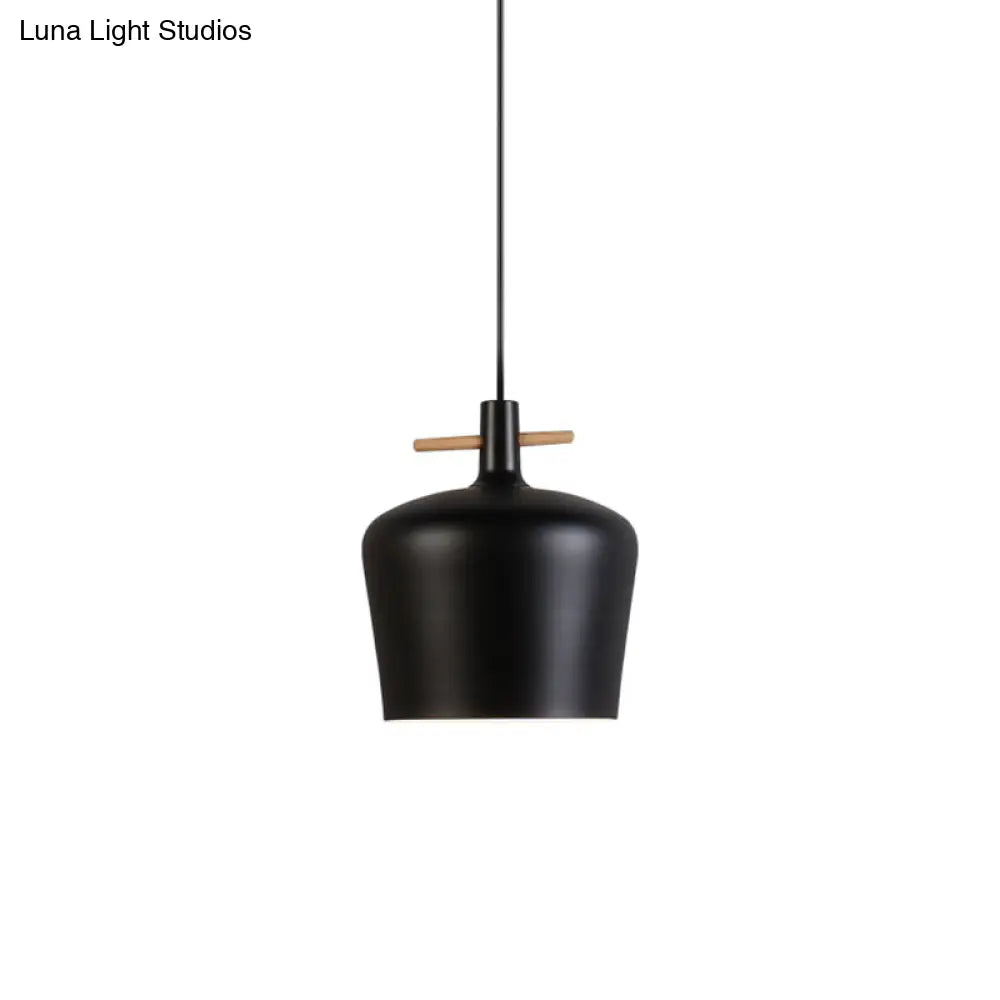 Contemporary Metallic Pendant Lamp With Shade - Black/White