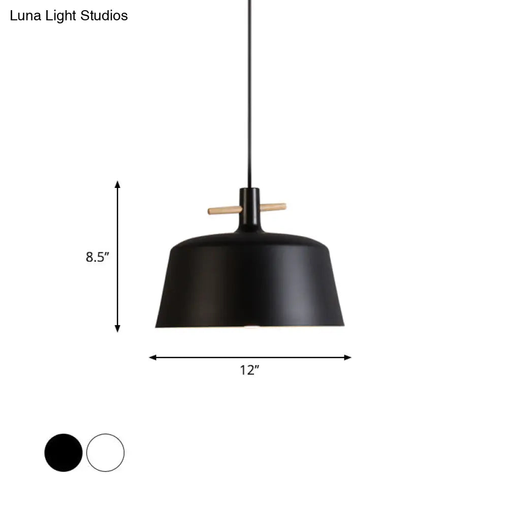 Contemporary Metallic Pendant Lamp With Shade - Black/White