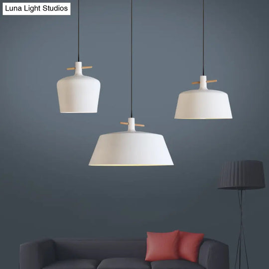 Contemporary Metallic Pendant Lamp With Shade - Black/White White / B