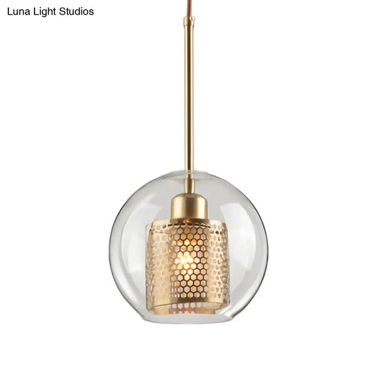 Contemporary Metal Pendant Light With Glass Shade For Dining Room