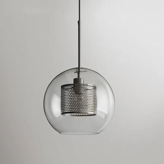 Contemporary Metal Pendant Light With Glass Shade For Dining Room Silver / Small Globe