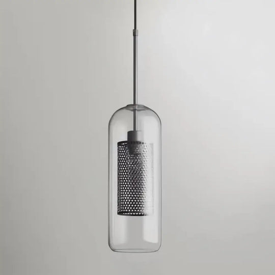 Contemporary Metal Pendant Light With Glass Shade For Dining Room Silver / Small Tube