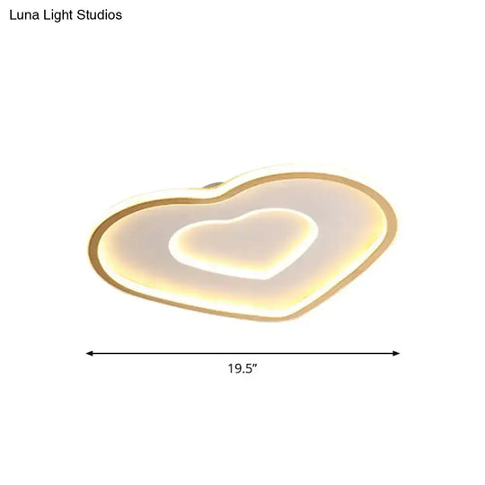 Contemporary Metal Polished Gold Led Ceiling Mount Lamp - Extra Thin Flush Light For Baby Room