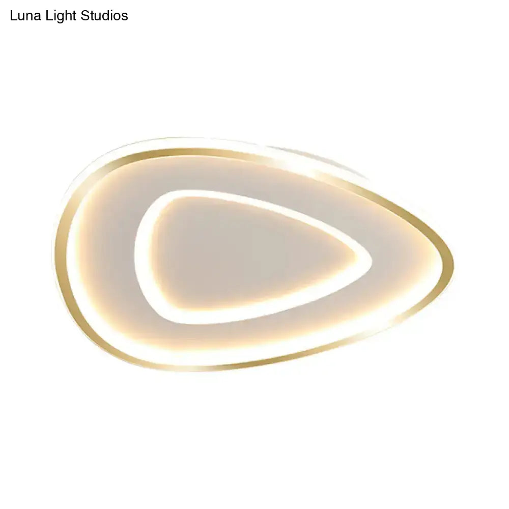 Contemporary Metal Polished Gold Led Ceiling Mount Lamp - Extra Thin Flush Light For Baby Room