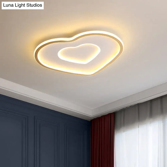 Contemporary Metal Polished Gold Led Ceiling Mount Lamp - Extra Thin Flush Light For Baby Room /