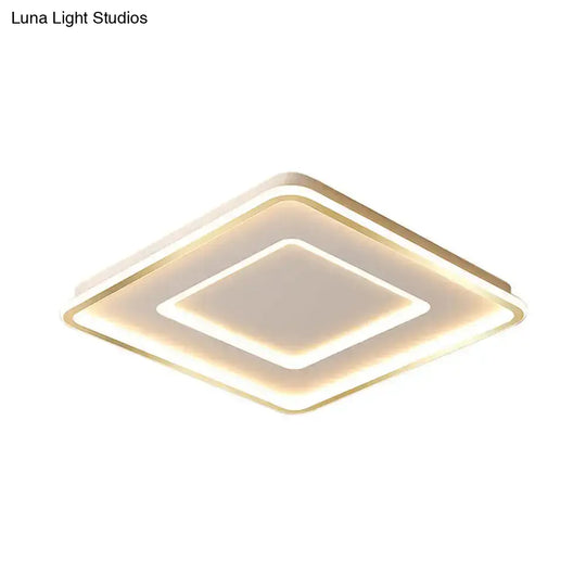 Contemporary Metal Polished Gold Led Ceiling Mount Lamp - Extra Thin Flush Light For Baby Room