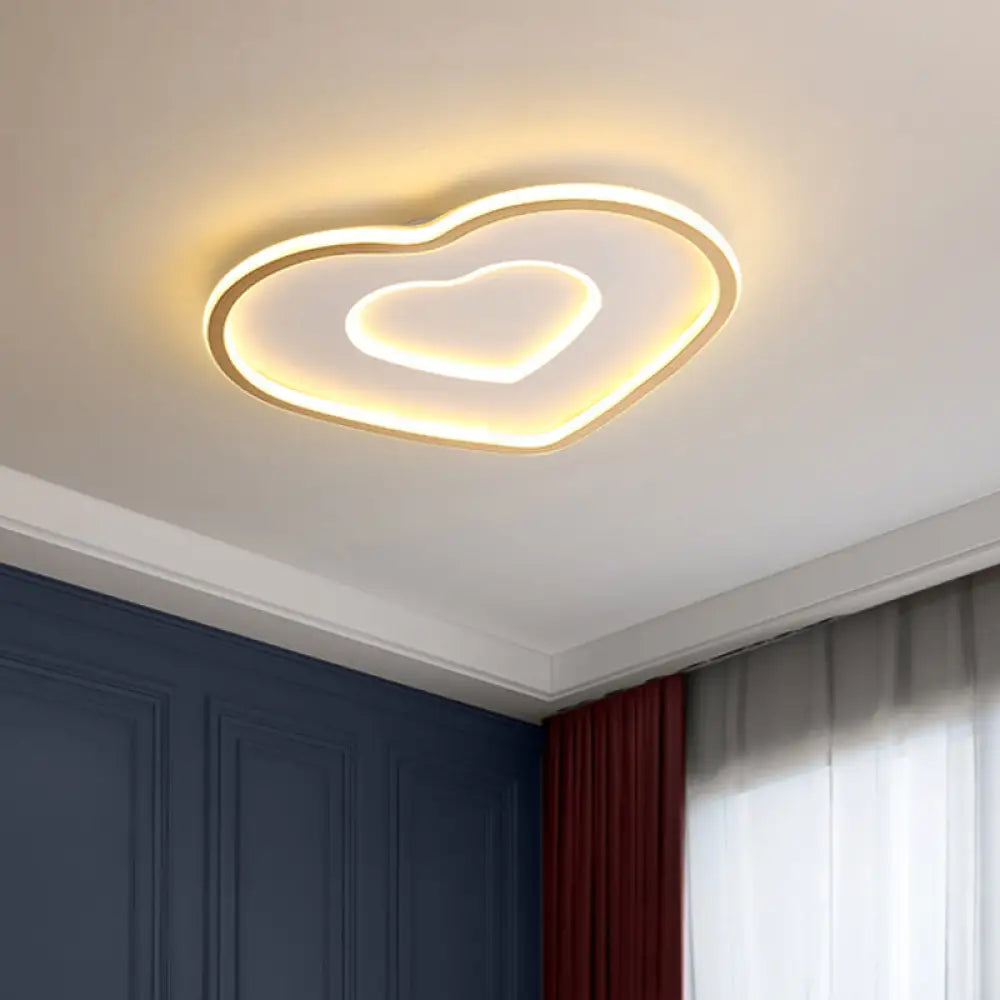 Contemporary Metal Polished Gold Led Ceiling Mount Lamp - Extra Thin Flush Light For Baby Room /