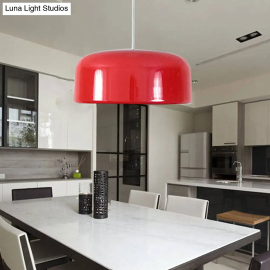 Contemporary Metal Red Hanging Light Fixture - Round Ceiling Lighting 14’’/19’’/23.5’’ Wide