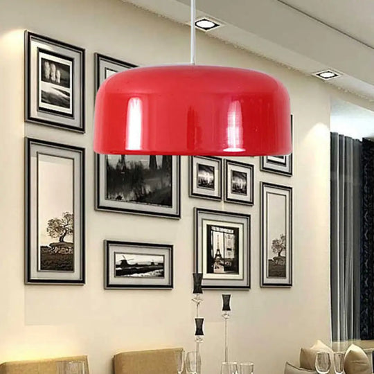 Contemporary Metal Red Hanging Light Fixture - Round Ceiling Lighting 14’’/19’’/23.5’’ Wide / 14’’