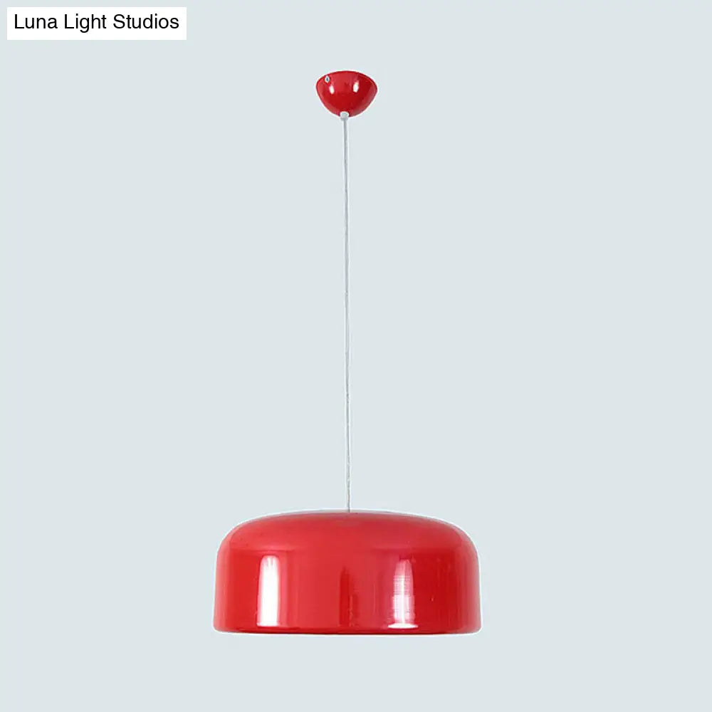 Contemporary Metal Red Hanging Light Fixture Round Ceiling Lighting 1 Bulb 14/19/23.5 Wide