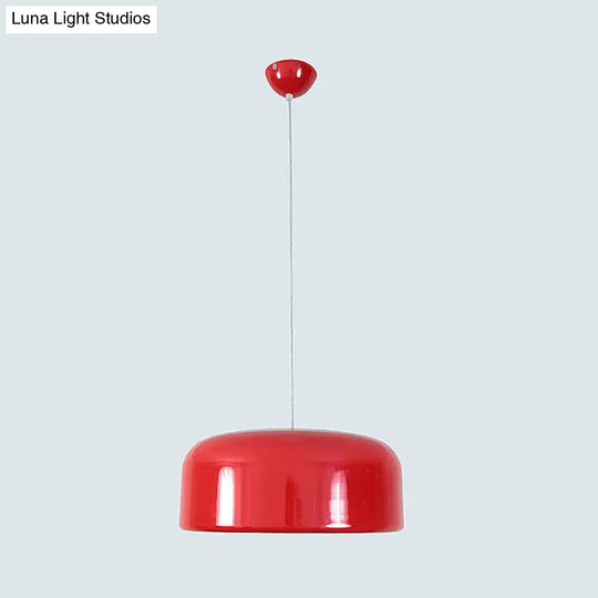 Contemporary Metal Red Hanging Light Fixture Round Ceiling Lighting 1 Bulb 14/19/23.5 Wide