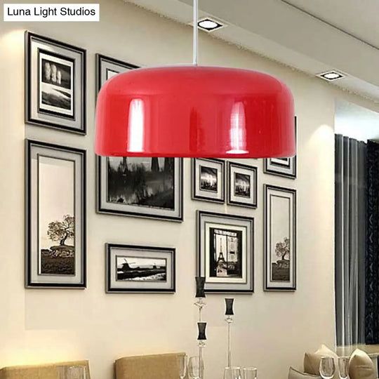 Contemporary Metal Red Hanging Light Fixture Round Ceiling Lighting 1 Bulb 14/19/23.5 Wide / 14