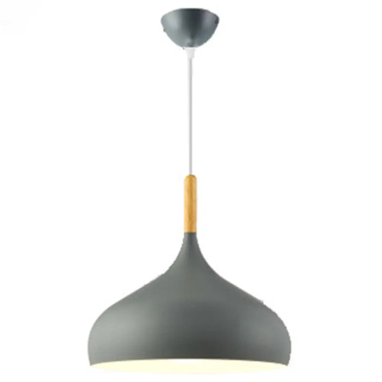 Contemporary Metal Restaurant Pendant Light - Dome Down Lighting Grey