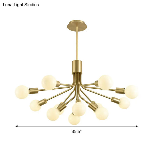 Sleek Sputnik Chandelier: Contemporary 12-Head Brass Pendant Light Fixture