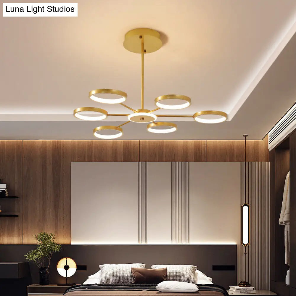 Contemporary Starburst Chandelier For Living Room - Metal Hanging Lamp Kit Gold / 31.5 Third Gear
