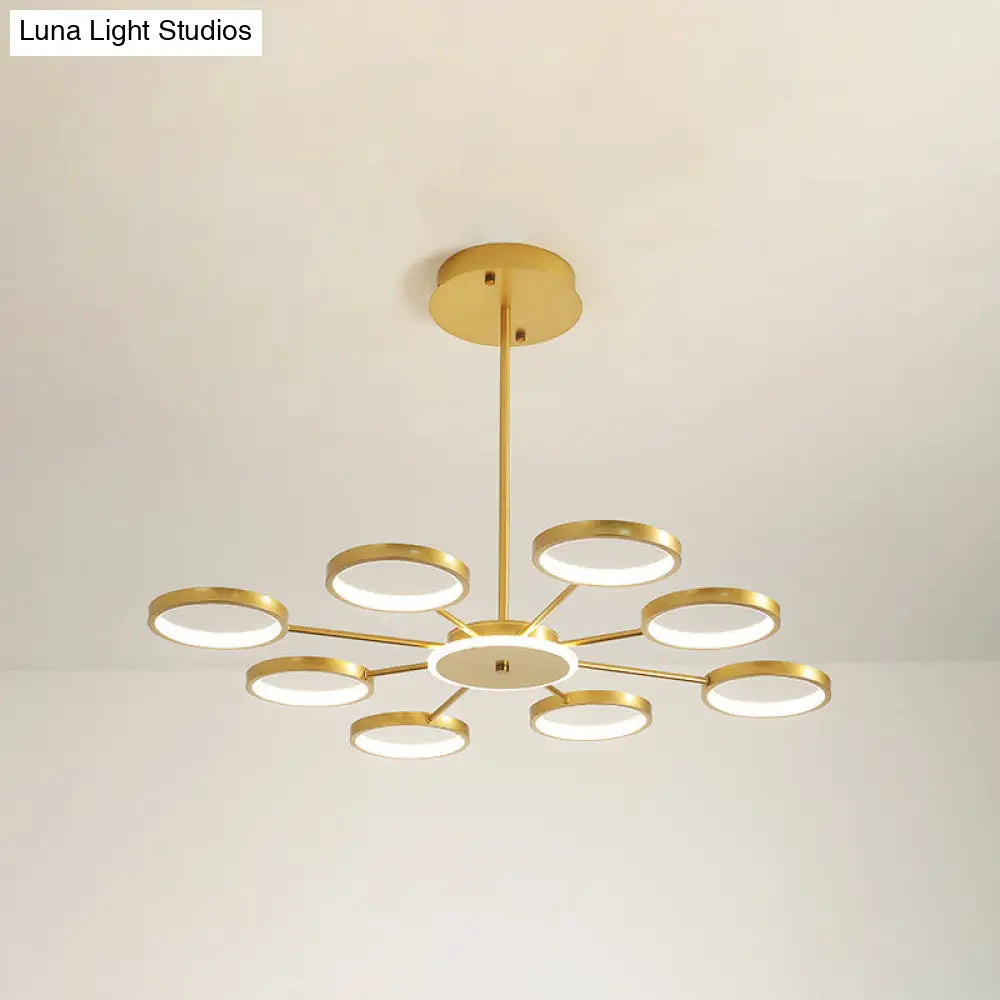 Contemporary Starburst Chandelier For Living Room - Metal Hanging Lamp Kit Gold / 36.5 Third Gear